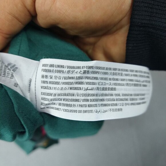 Abercrombie & Fitch Wrap Dress Womens M Emerald Green Floral Lined 100% Viscose - Picture 7 of 8